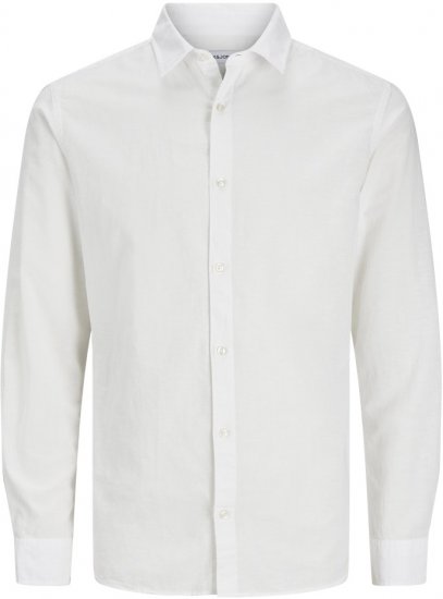 Jack & Jones Breeze Linen Blend Long Sleeve Shirt White - Camisas - Camisas 2XL-10XL