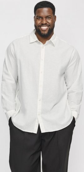 Jack & Jones Breeze Linen Blend Long Sleeve Shirt White - Camisas - Camisas 2XL-10XL