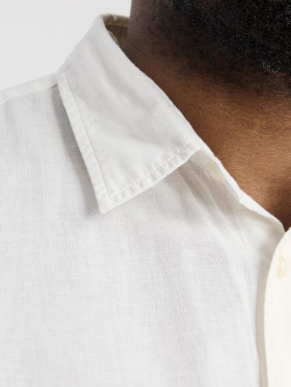 Jack & Jones Breeze Linen Blend Long Sleeve Shirt White - Camisas - Camisas 2XL-10XL
