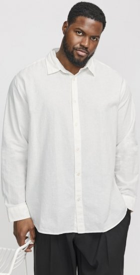 Jack & Jones Breeze Linen Blend Long Sleeve Shirt White - Camisas - Camisas 2XL-10XL