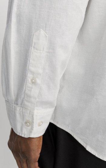 Jack & Jones Breeze Linen Blend Long Sleeve Shirt White - Camisas - Camisas 2XL-10XL