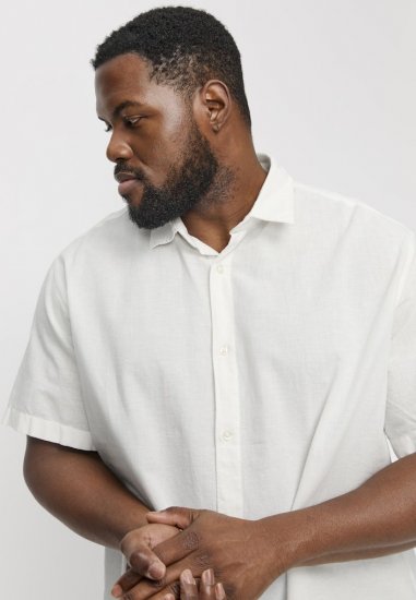 Jack & Jones Breeze Linen Blend Short Sleeve Shirt White - Camisas - Camisas 2XL-10XL