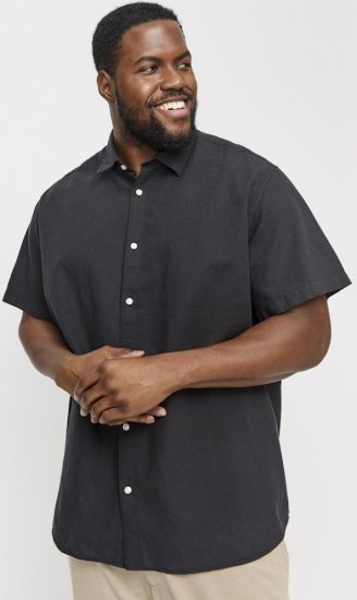 Jack & Jones Breeze Linen Blend Short Sleeve Shirt Black - Camisas - Camisas 2XL-10XL