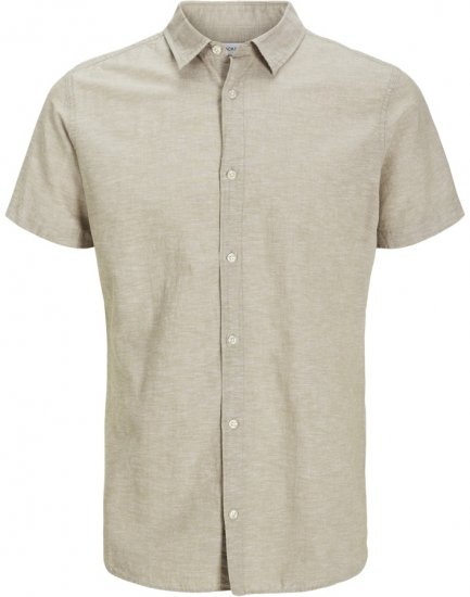Jack & Jones Breeze Linen Blend Short Sleeve Shirt Beige - Camisas - Camisas 2XL-10XL