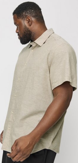 Jack & Jones Breeze Linen Blend Short Sleeve Shirt Beige - Camisas - Camisas 2XL-10XL