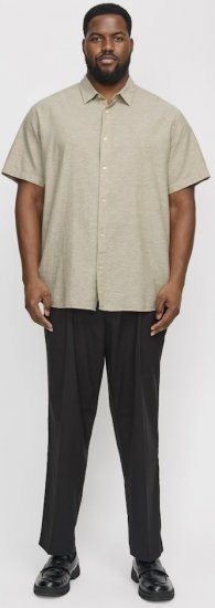 Jack & Jones Breeze Linen Blend Short Sleeve Shirt Beige - Camisas - Camisas 2XL-10XL