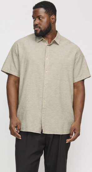 Jack & Jones Breeze Linen Blend Short Sleeve Shirt Beige - Camisas - Camisas 2XL-10XL