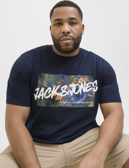 Jack & Jones Hawaii Shape Crew Neck T-Shirt Navy - Camisetas - Camisetas - 2XL-14XL