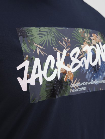 Jack & Jones Hawaii Shape Crew Neck T-Shirt Navy - Camisetas - Camisetas - 2XL-14XL