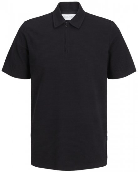 Jack & Jones Benja Short Sleeve Zip Polo Black - Polos - Polos 2XL-8XL