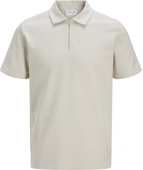 Jack & Jones Benja Short Sleeve Zip Polo Grey - Polos - Polos 2XL-8XL