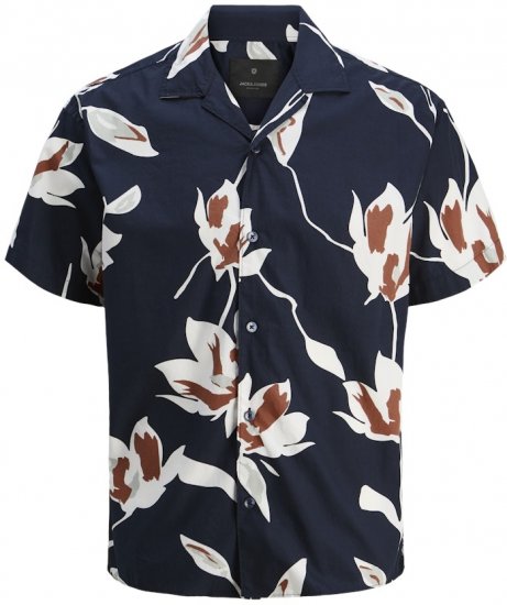 Jack & Jones Palermo Resort Print Short Sleeve Shirt Dark Blue - Camisas - Camisas 2XL-10XL