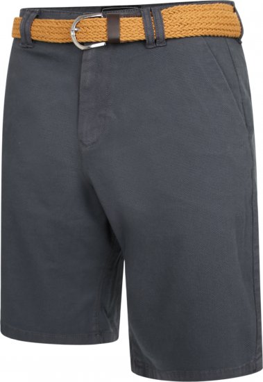 Kam Jeans 3402 Belted Dobby Weave Stretch Chino Shorts Charcoal - Pantalones cortos - Pantalones cortos W40-W60
