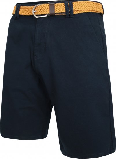 Kam Jeans 3402 Belted Dobby Weave Stretch Chino Shorts Navy - Pantalones cortos - Pantalones cortos W40-W60
