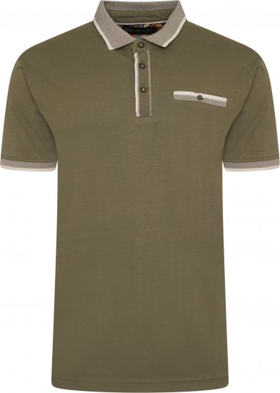 Kam Jeans Jersey Polo with Jacquard Collar/Cuffs Khaki - Polos - Polos 2XL-8XL
