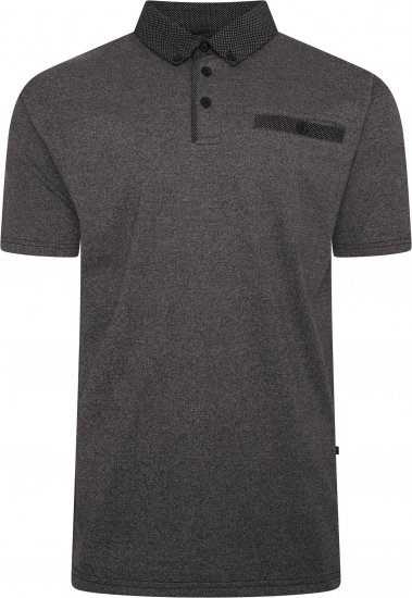 Kam Jeans 5501 Marl Polo with Contrast Dobby Woven Collar Black - Polos - Polos 2XL-8XL
