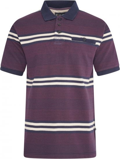 Kam Jeans 5506 Stripe Rugby Polo With Jacquard Collar & Cuffs Navy - Polos - Polos 2XL-8XL