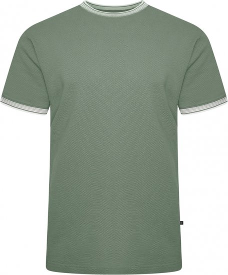 Kam Jeans 5779 Textured Body With Contrast Neck And Cuffs T-Shirt Elm Green - Camisetas - Camisetas - 2XL-14XL