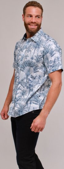 Kam Jeans 6063 Summer Print Short Sleeve Shirt Blue - Camisas - Camisas 2XL-10XL