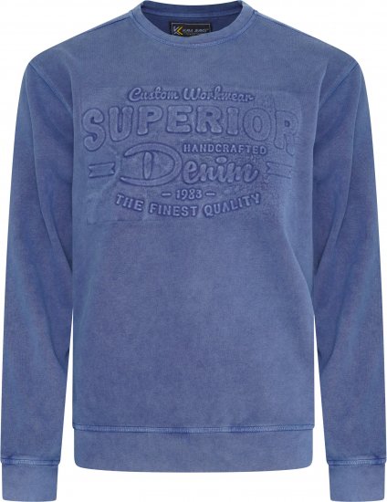 Kam Jeans 7065 Crew Neck Washed Embossed Sweatshirt Indigo - Sudaderas - Sudaderas 2XL-12XL