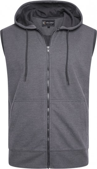 Kam Jeans 7077 Textured Interlock Sleeveless Hoodie Charcoal - Sudaderas - Sudaderas 2XL-12XL