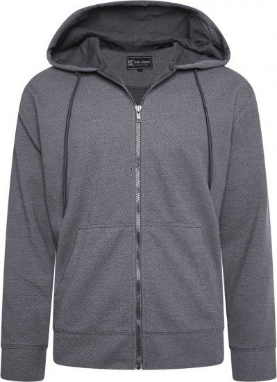 Kam Jeans 7078 Textured Interlock Hoody Charcoal - Sudaderas - Sudaderas 2XL-12XL