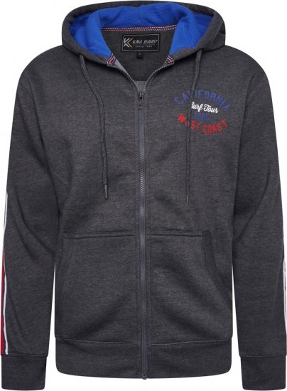 Kam Jeans 7080 California Hoody With Taped Sleeves Charcoal - Sudaderas - Sudaderas 2XL-12XL