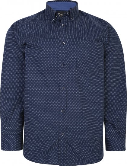 Kam Jeans P018 Premium Dobby Print Long Sleeve Shirt Navy - Camisas - Camisas 2XL-10XL