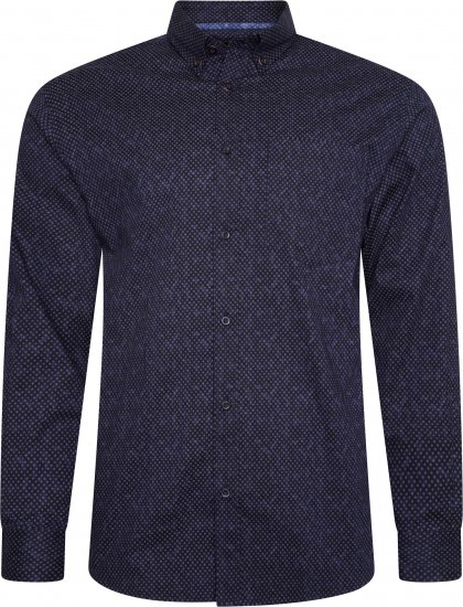 Kam Jeans P021 Premium Two Tone Digital Print Long Sleeve Shirt Indigo - Camisas - Camisas 2XL-10XL