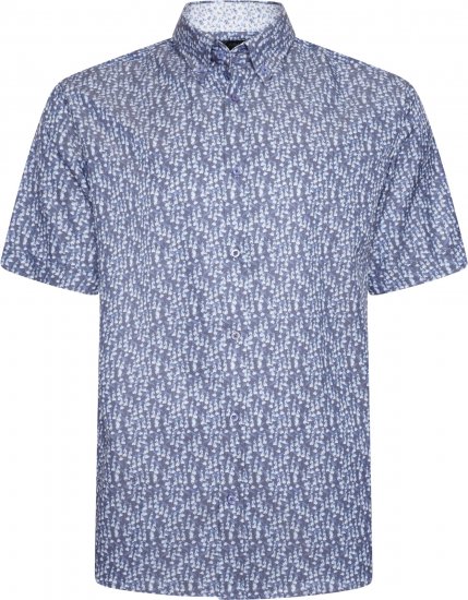 Kam Jeans P032 Premium Floral Short Sleeve Shirt Blue - Camisas - Camisas 2XL-10XL