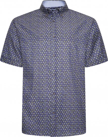 Kam Jeans P033 Premium Floral Print Short Sleeve Shirt Navy - Camisas - Camisas 2XL-10XL