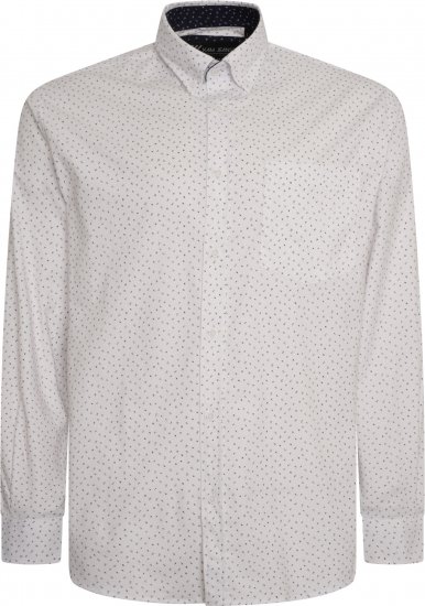 Kam Jeans P037 Dobby Print Stretch Long Sleeve Shirt White - Camisas - Camisas 2XL-10XL