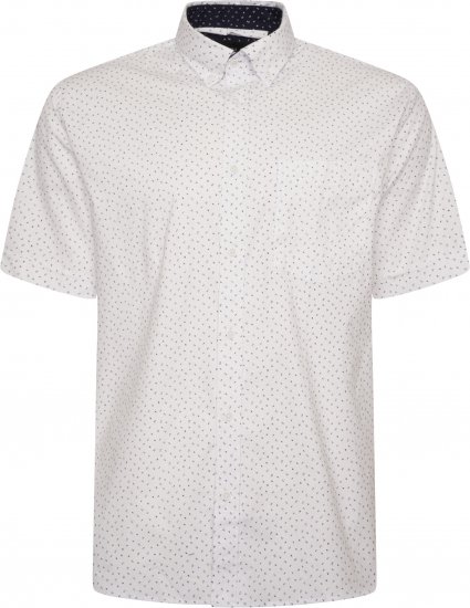 Kam Jeans P037 Dobby Print Stretch Short Sleeve Shirt White - Camisas - Camisas 2XL-10XL