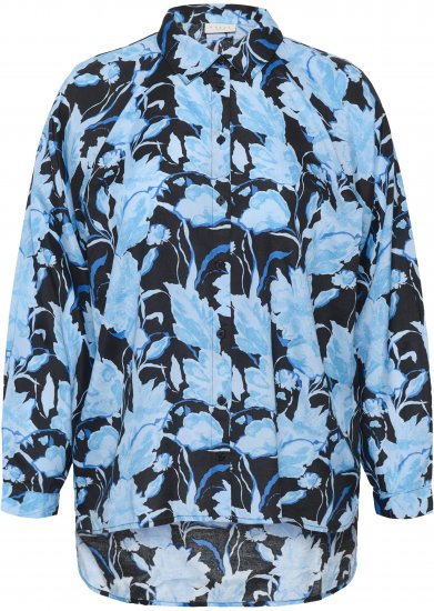 Kaffe Curve Sasja Camisa de manga larga Blue Snake Flower - Blusas y túnicas - 