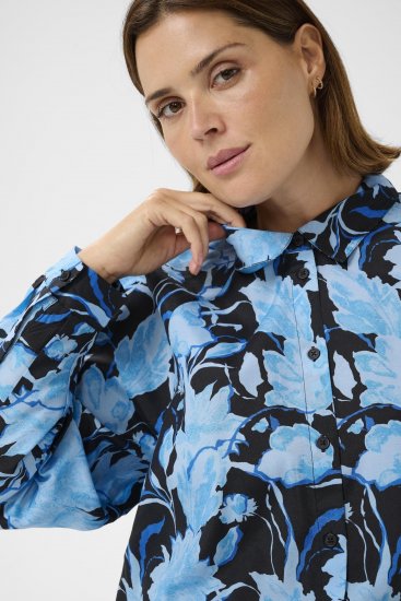 Kaffe Curve Sasja Camisa de manga larga Blue Snake Flower - Blusas y túnicas - 