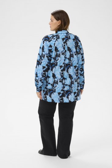 Kaffe Curve Sasja Camisa de manga larga Blue Snake Flower - Blusas y túnicas - 