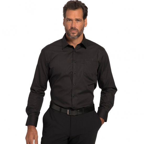 JP1880 Shirt Business Modern Fit Long Sleeve Non-Iron Black TALL - ROPA DE HOMBRE MT-6XLT - Tamaños de talle alto