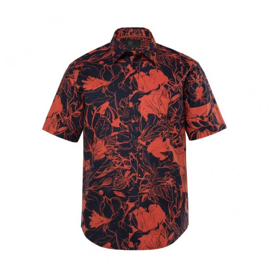 JP1880 Shirt Short Sleeve Linen Blend Red - Camisas - Camisas 2XL-10XL