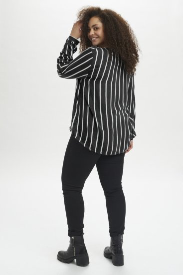 Kaffe Curve Sida Blusa Negro/Tiza A Rayas - Blusas y túnicas - 
