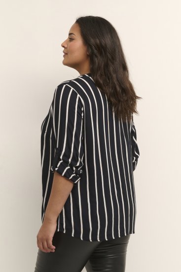 Kaffe Curve Sida Blusa Negro/Tiza A Rayas - Blusas y túnicas - 