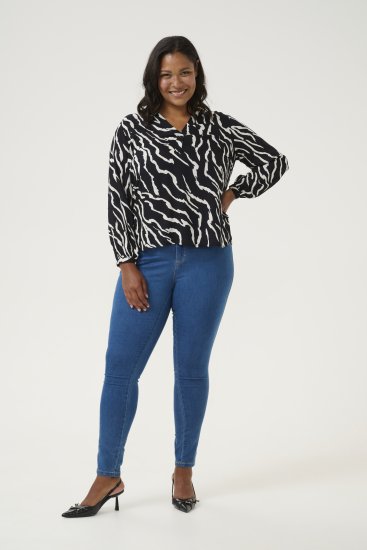 Kaffe Curve Mirta Tilly Blusa Negro/Antique Estampado De Cebra - Blusas y túnicas - 