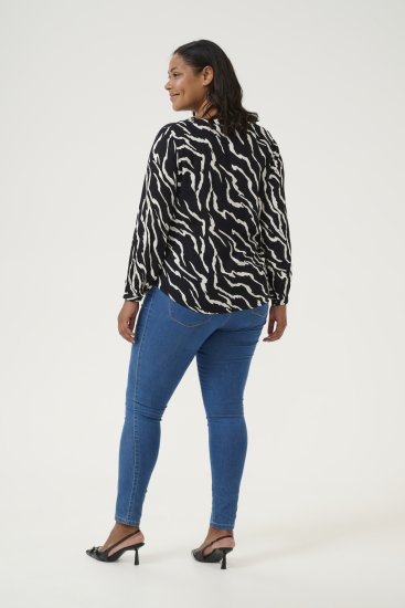 Kaffe Curve Mirta Tilly Blusa Negro/Antique Estampado De Cebra - Blusas y túnicas - 