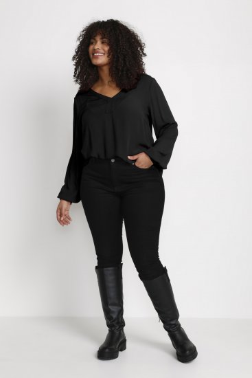 Kaffe Curve Ami Manga larga Blusa Negro intenso - Camisetas - 