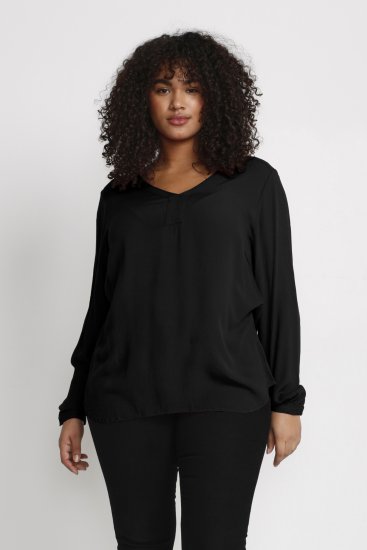 Kaffe Curve Ami Manga larga Blusa Negro intenso - Camisetas - 