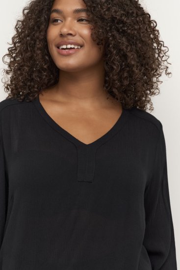 Kaffe Curve Ami Manga larga Túnica Negro intenso - Camisetas - 