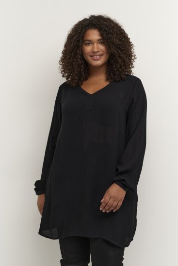 Kaffe Curve Ami Manga larga Túnica Negro intenso - Camisetas - 
