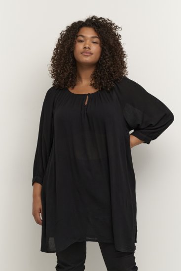 Kaffe Curve Ami Manga 3/4 Túnica Negro intenso - Camisetas - 