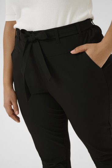 Kaffe Curve Jia Pantalones con cinturón Negro intenso - Vaqueros & Pantalones de Mujer Tallas Grandes – Plus Size - 