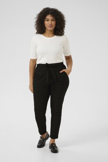 Kaffe Curve Jia Pantalones con cinturón Negro intenso - Vaqueros & Pantalones de Mujer Tallas Grandes – Plus Size - 