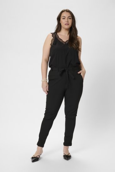 Kaffe Curve Jia Pantalones con cinturón Negro intenso - Vaqueros & Pantalones de Mujer Tallas Grandes – Plus Size - 